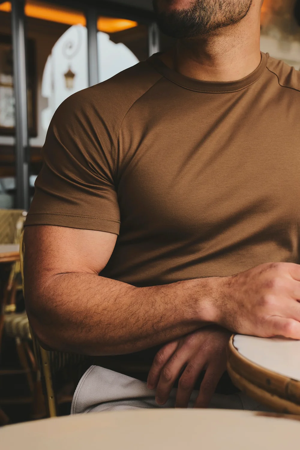 Mercerised Cotton T-Shirt in Chestnut - Image 2
