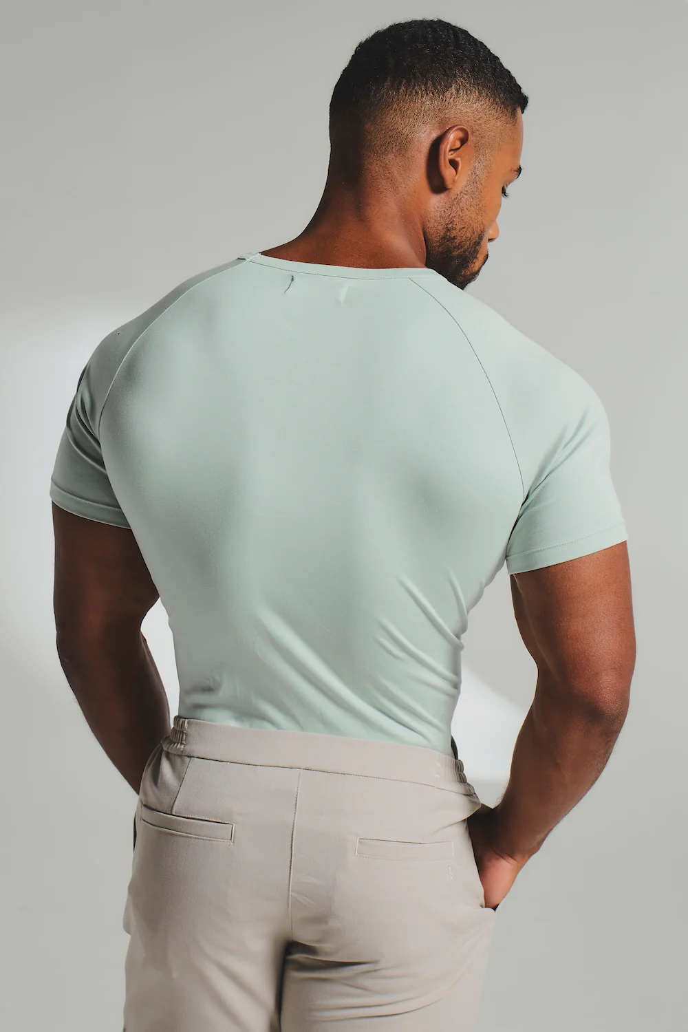 Mercerised Cotton T-Shirt in Duck Egg Blue - Image 6