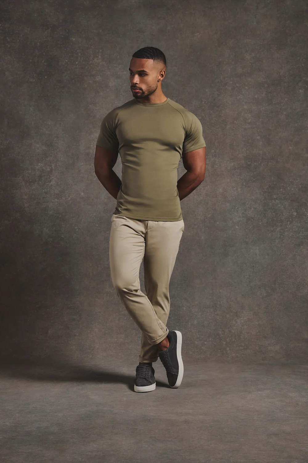 Mercerised Cotton T-Shirt in Khaki - Image 2