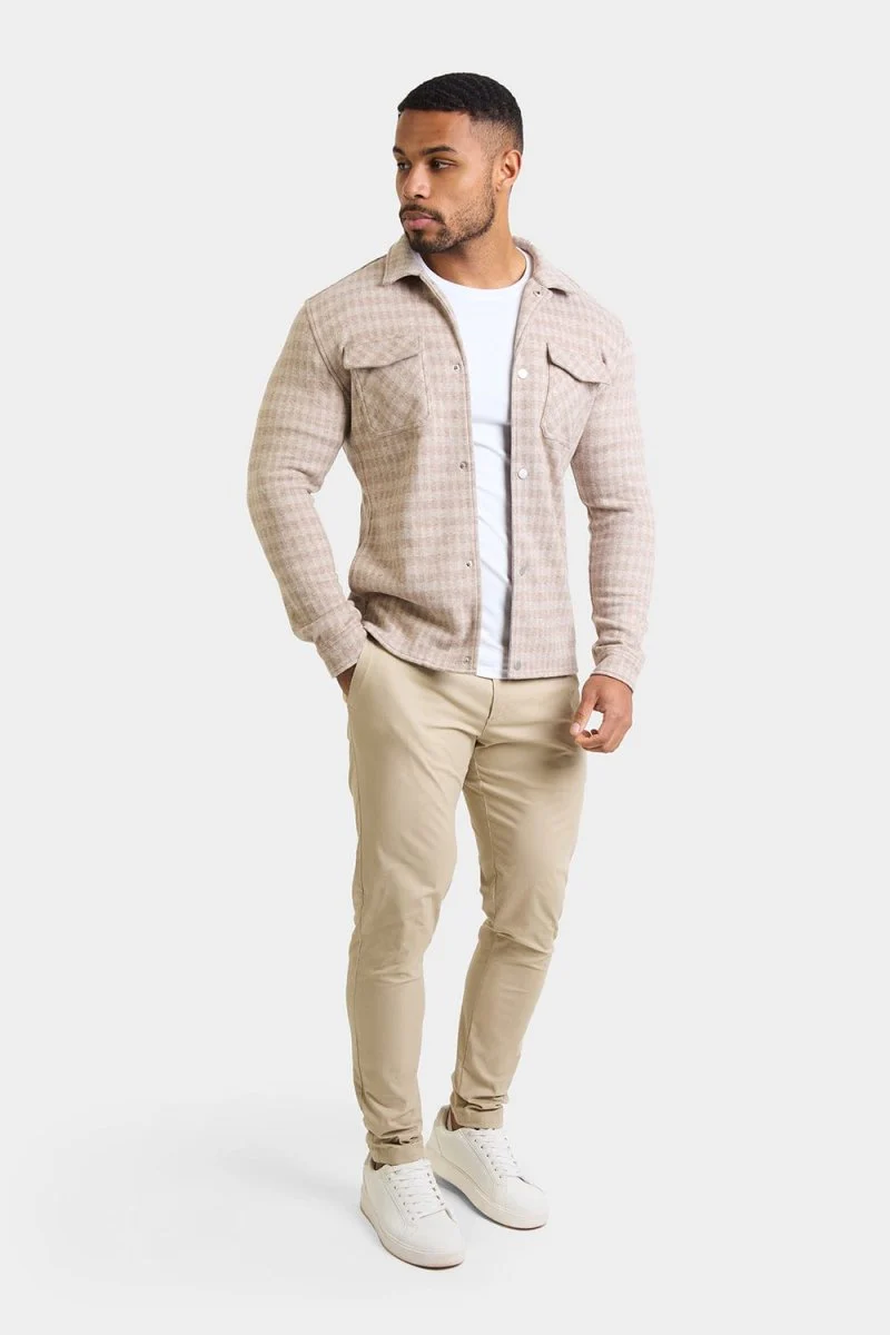 Mini Check Shacket in Stone - Image 2
