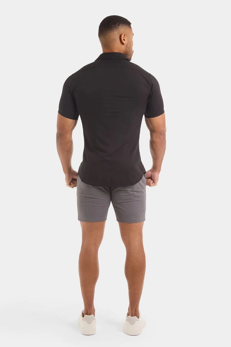 Muscle Fit Stretch Chino Shorts in Dark Grey - Image 7