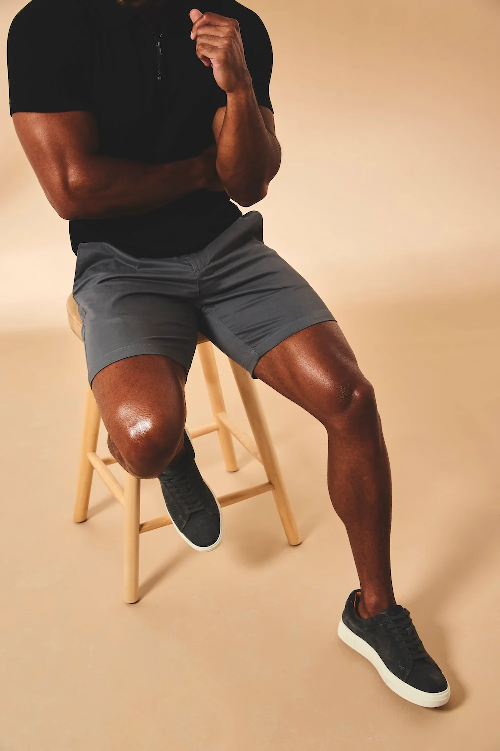 Muscle Fit Stretch Chino Shorts in Dark Pewter - Image 6