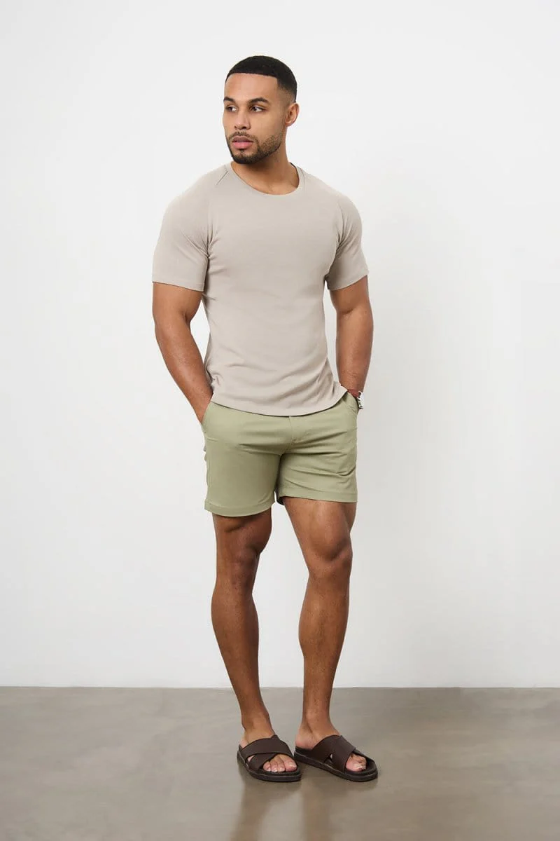 Muscle Fit Stretch Chino Shorts  - Shorter Length in Sage - Image 5