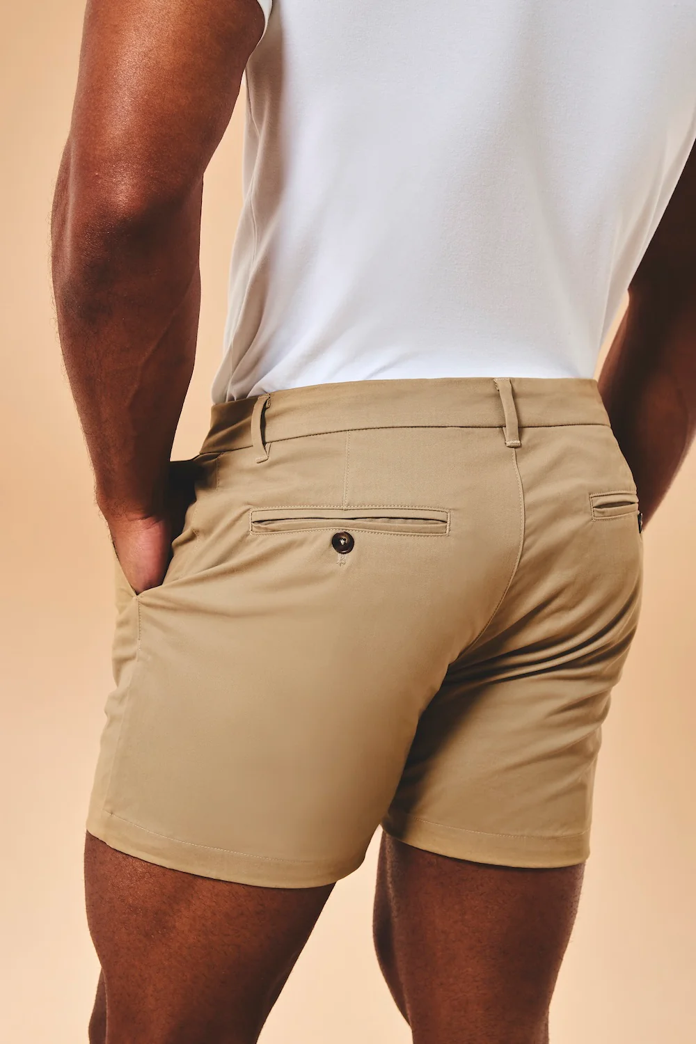Muscle Fit Stretch Chino Shorts - Shorter Length in Dark Stone - Image 6