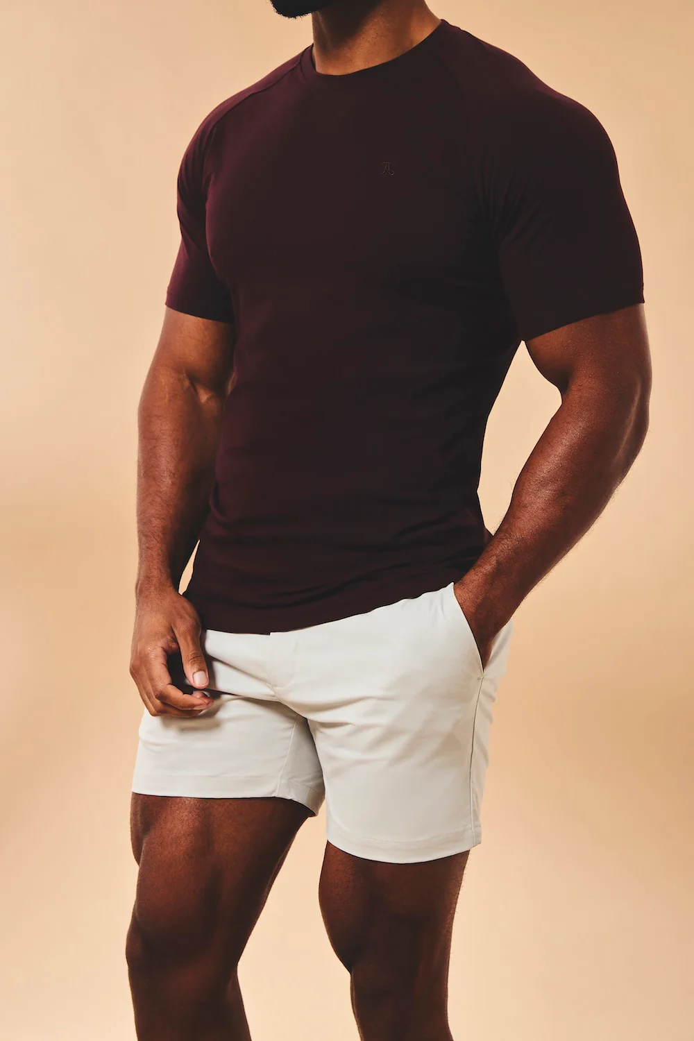 Muscle Fit Stretch Chino Shorts - Shorter Length in Dove Grey - Image 3
