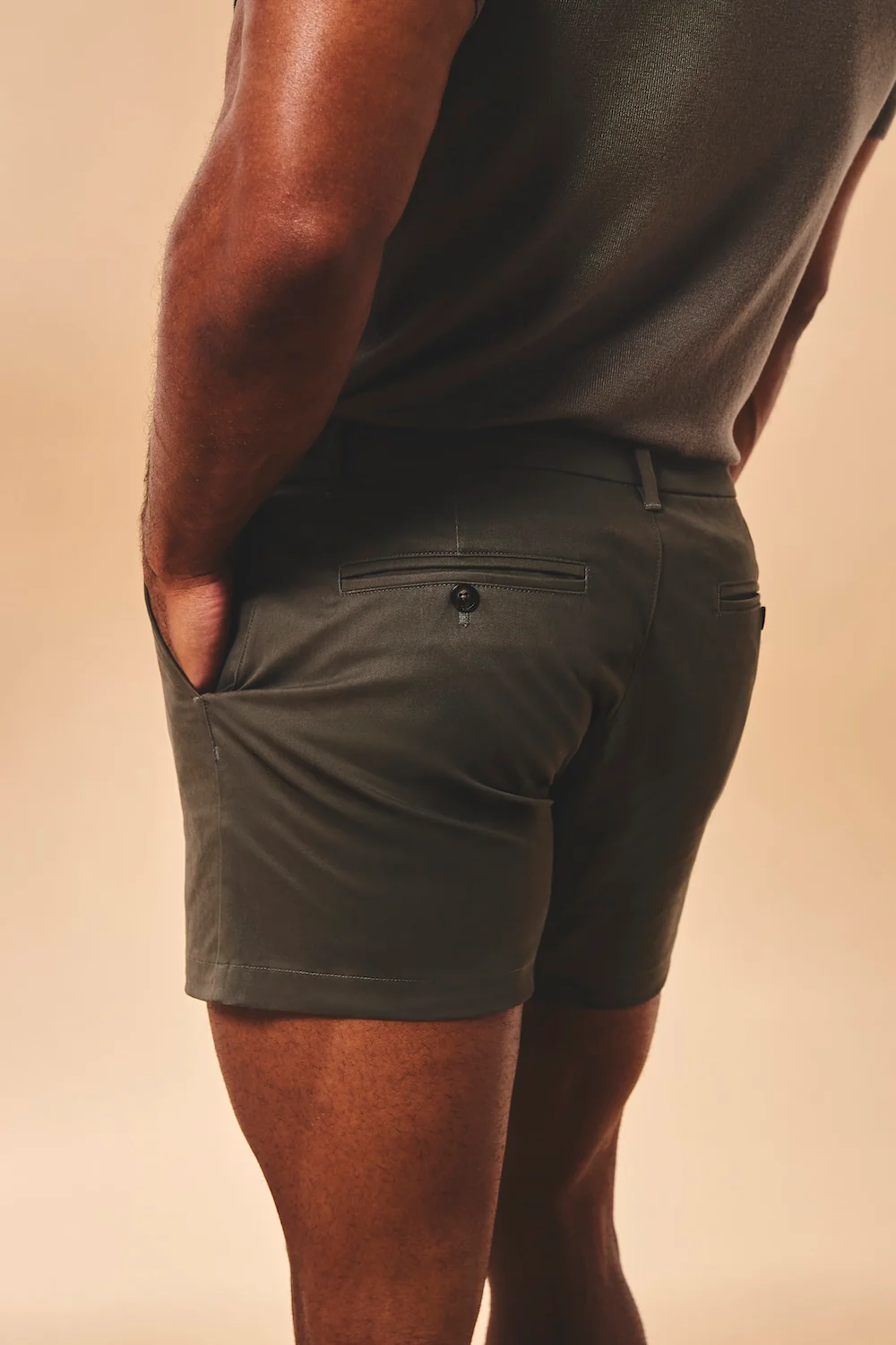 Muscle Fit Stretch Chino Shorts - Shorter Length in Mocha - Image 6