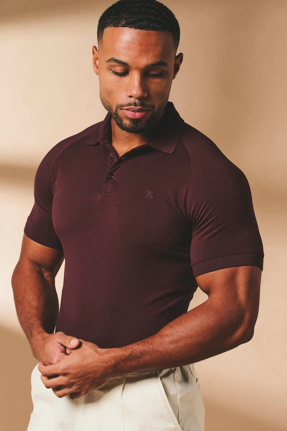 Muscle Fit Polo Shirt in Bordeaux - Image 3