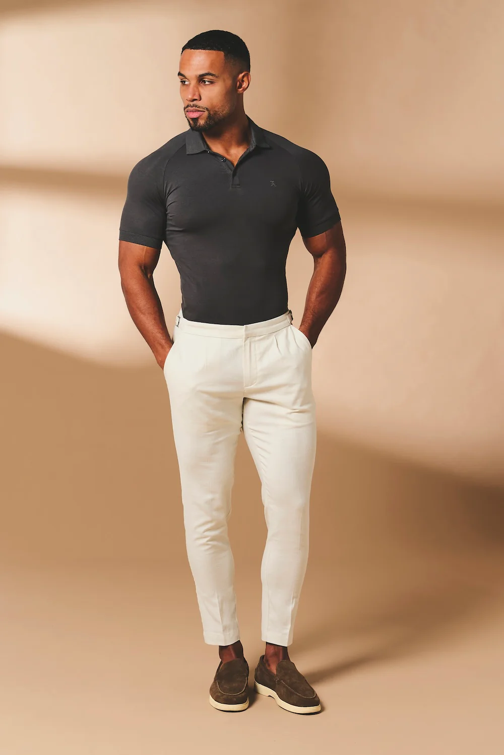 Muscle Fit Polo Shirt in Charcoal - Image 4