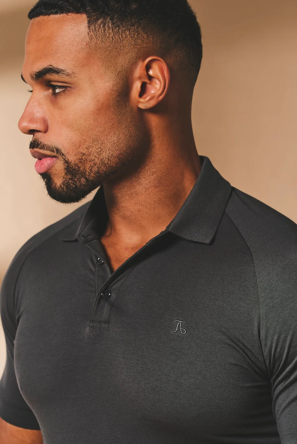 Muscle Fit Polo Shirt in Charcoal - Image 5