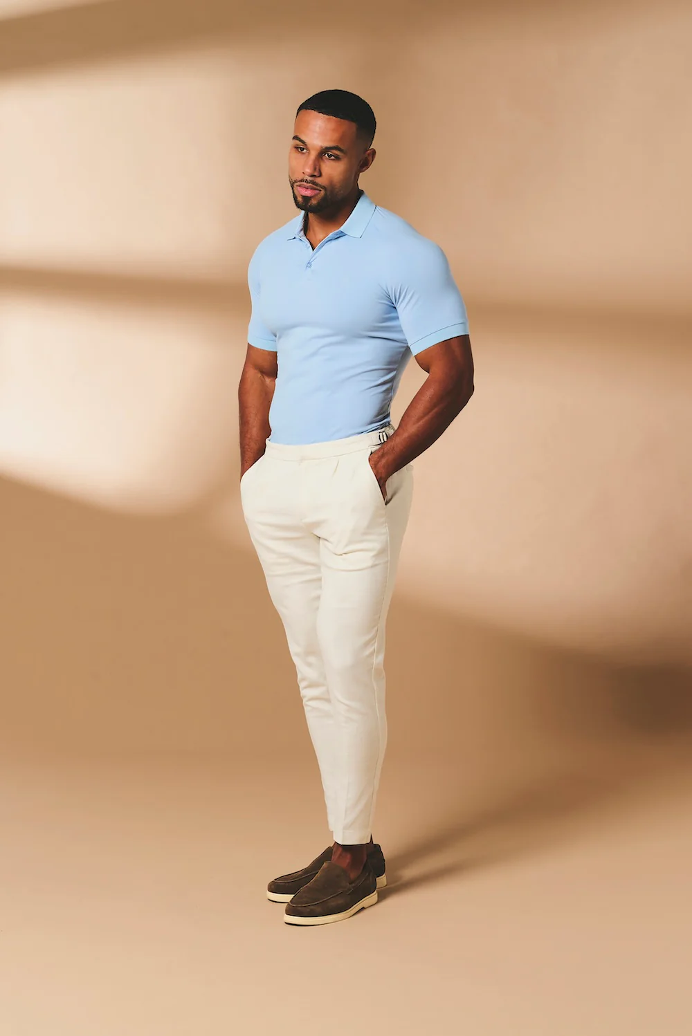 Muscle Fit Polo Shirt in Pale Blue - Image 4