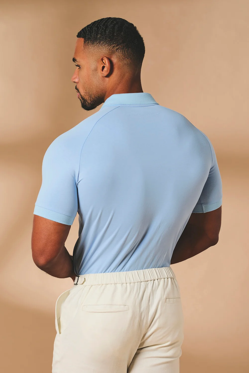Muscle Fit Polo Shirt in Pale Blue - Image 6