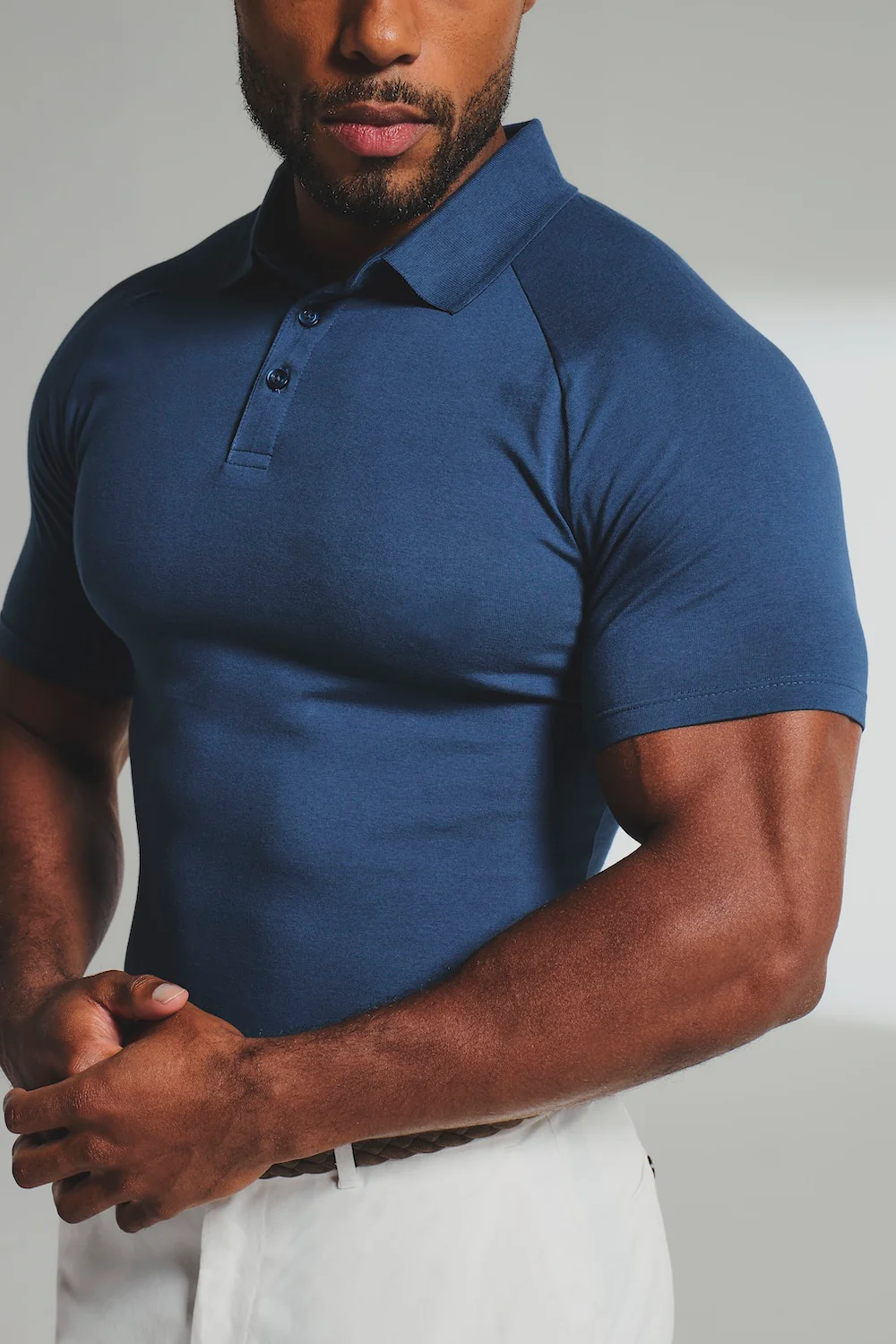 Muscle Fit Polo Shirt in Ink Blue - Image 5