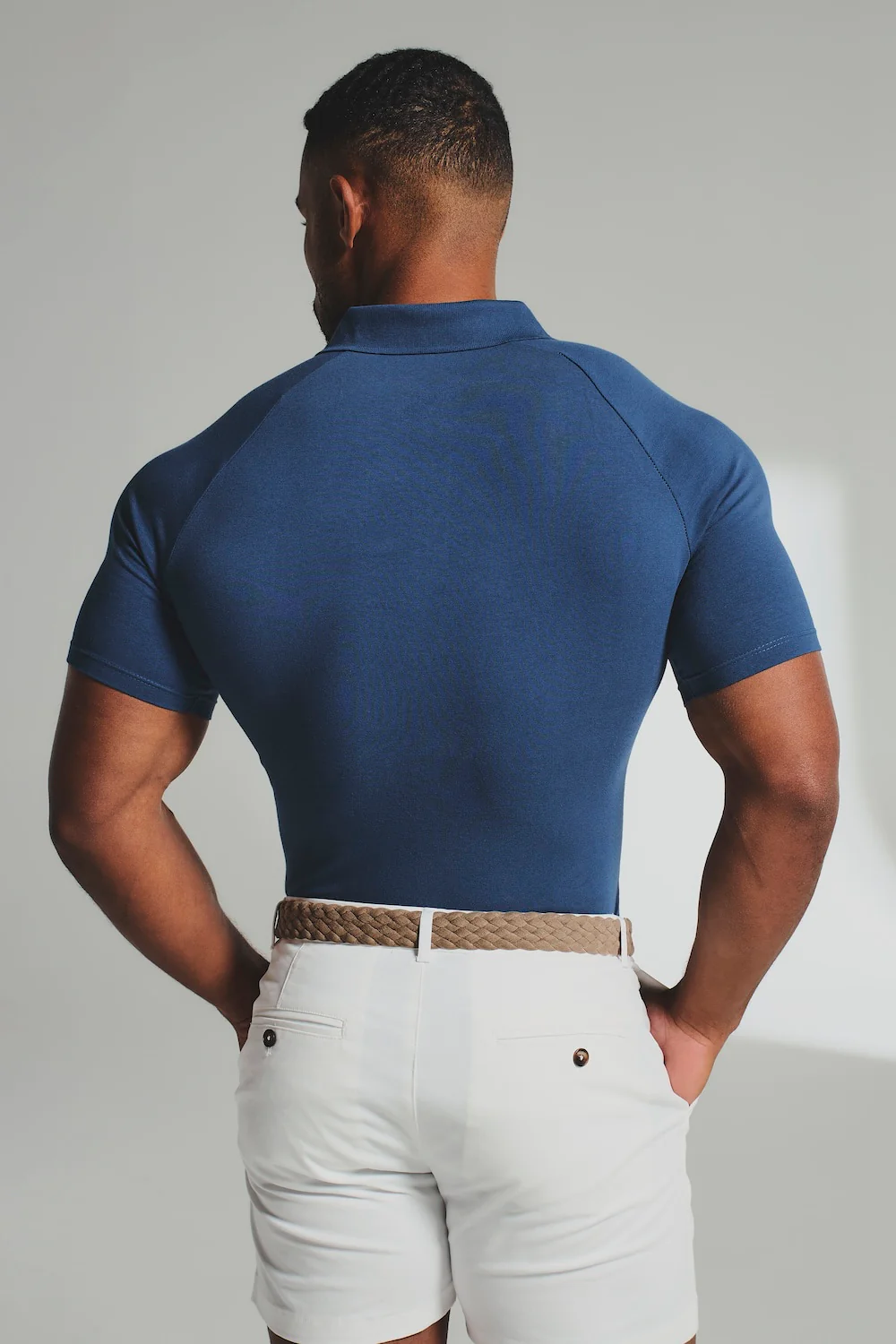 Muscle Fit Polo Shirt in Ink Blue - Image 6