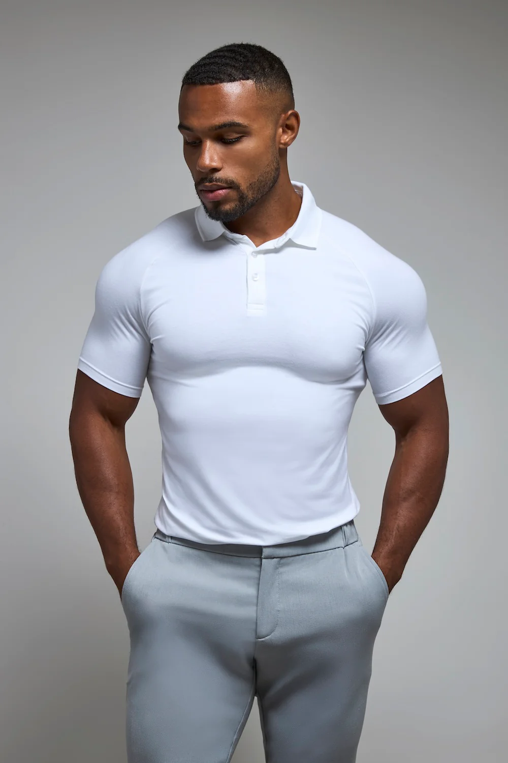 Muscle Fit Polo Shirt in White - Image 7