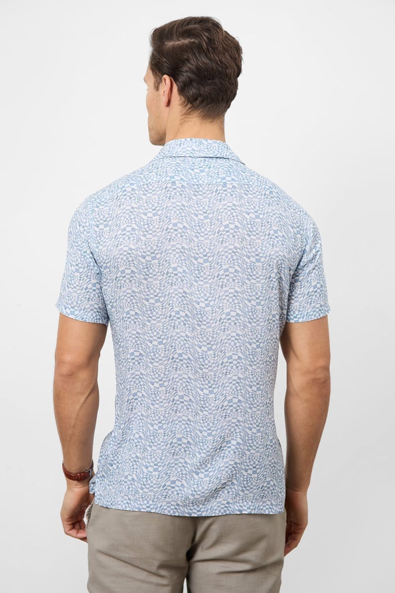 Printed Shirt in Blue Optical Geo - Image 6