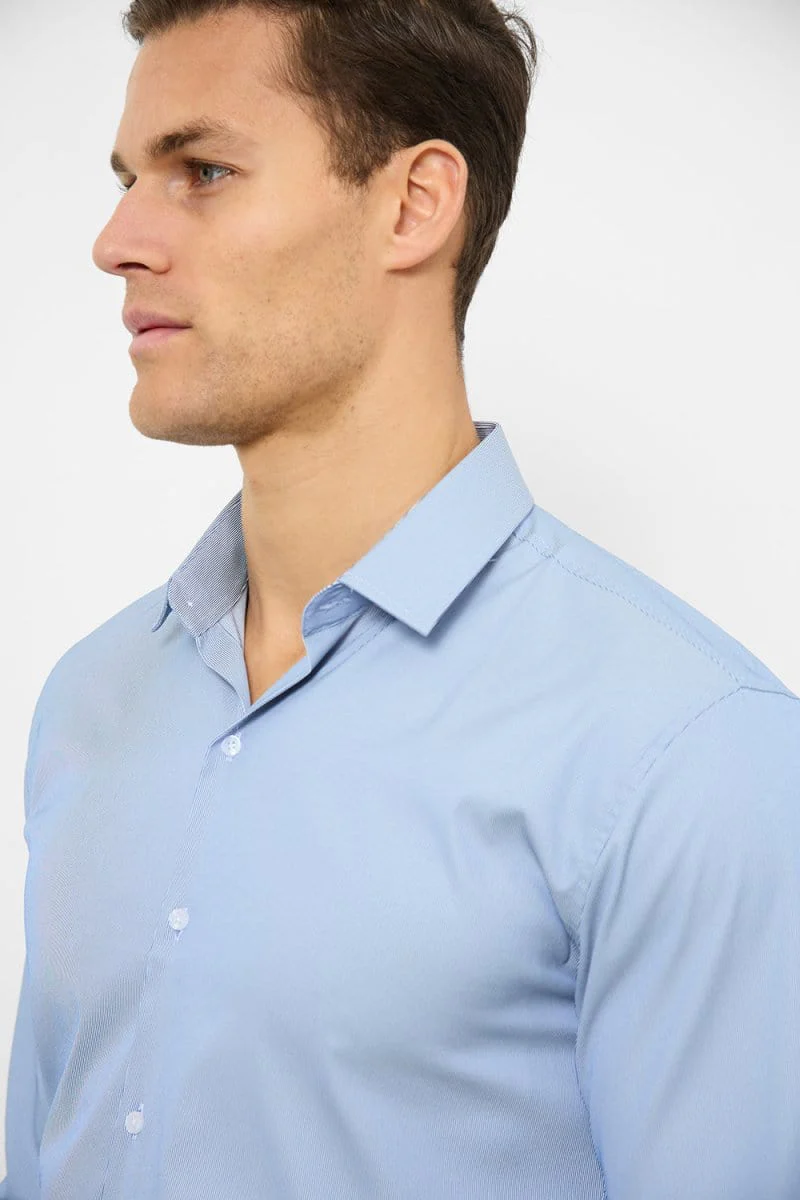 Performance Business Shirt in Navy/White Micro Stripe - Image 3
