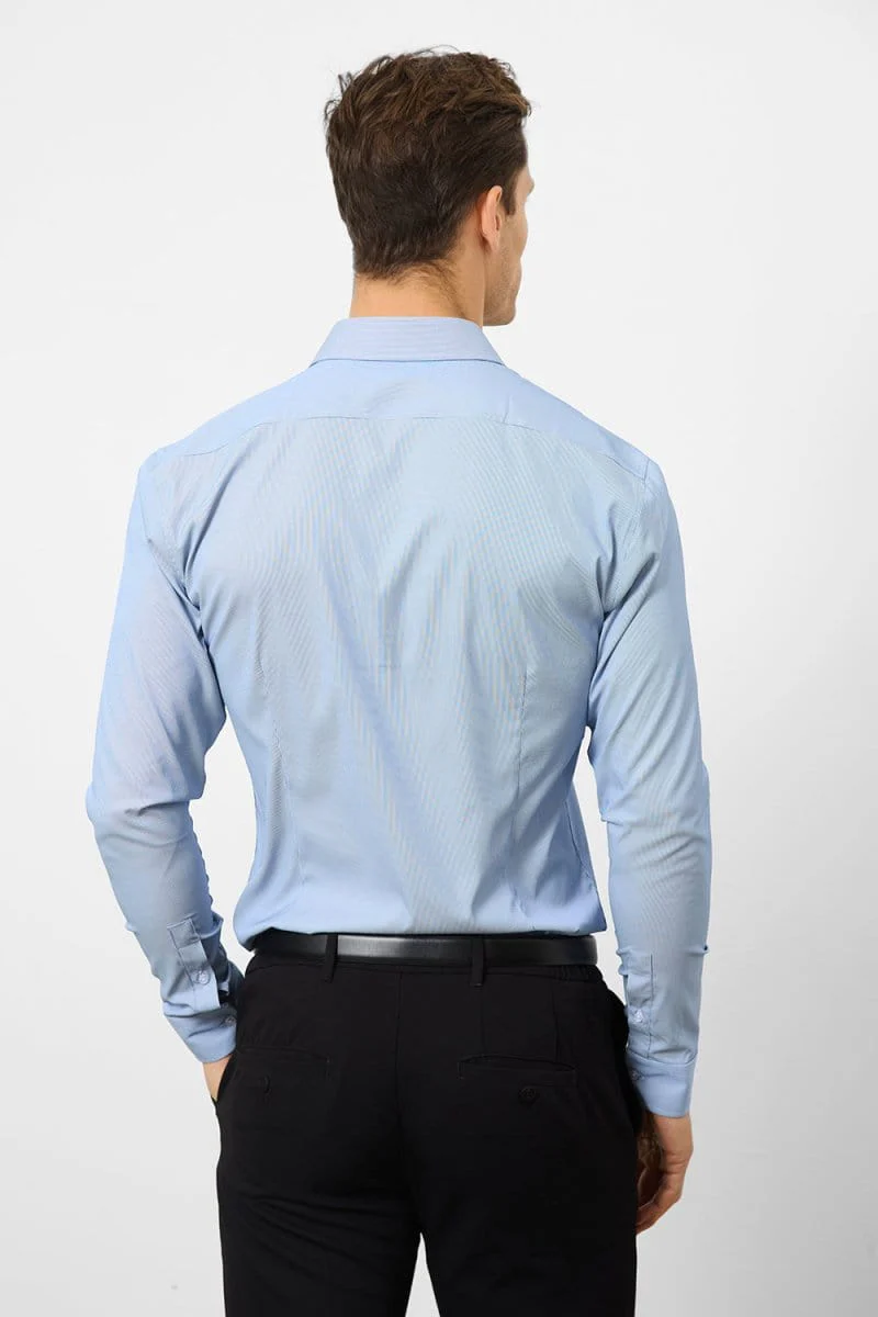 Performance Business Shirt in Navy/White Micro Stripe - Image 6