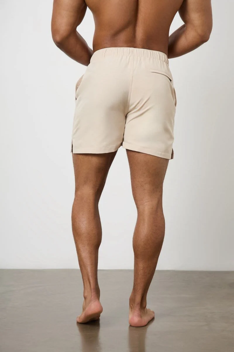 Quick Dry Plain Swim Shorts in Stone - Image 8