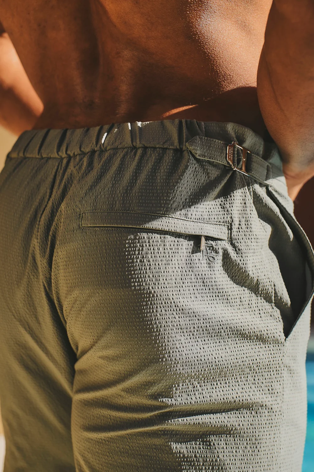 Quick Dry Textured Hybrid Side Adjuster Swim Short in Sage - Image 6