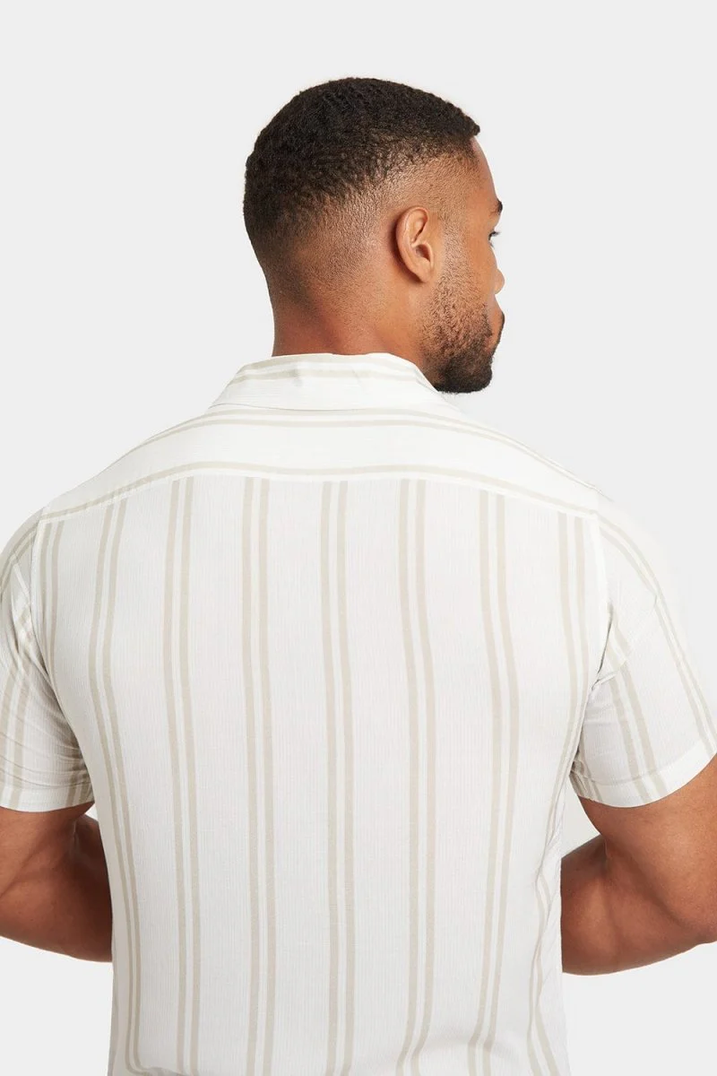 Printed Shirt in Stone Retro Stripe - Image 7