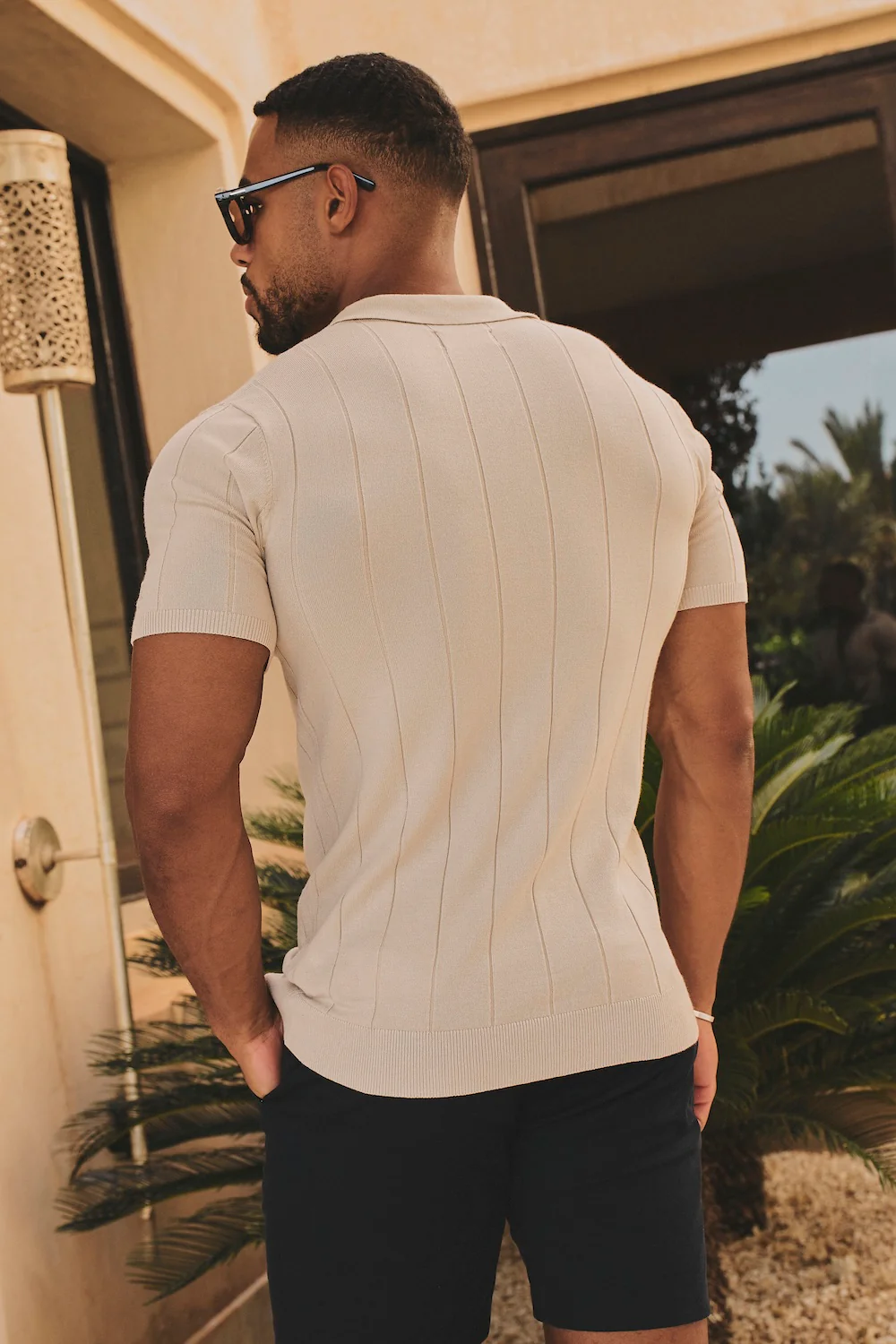 Ribbed Knitted Shirt in Wheat - Image 7