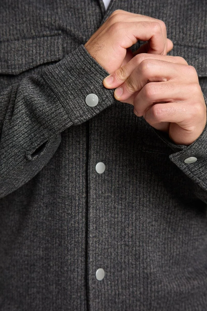 Semi Plain Twin Pocket Overshirt in Charcoal - Image 4