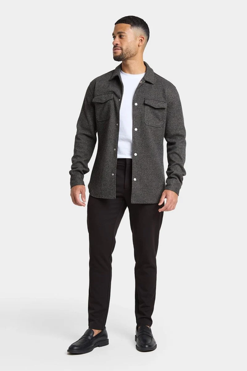 Semi Plain Twin Pocket Overshirt in Charcoal - Image 5