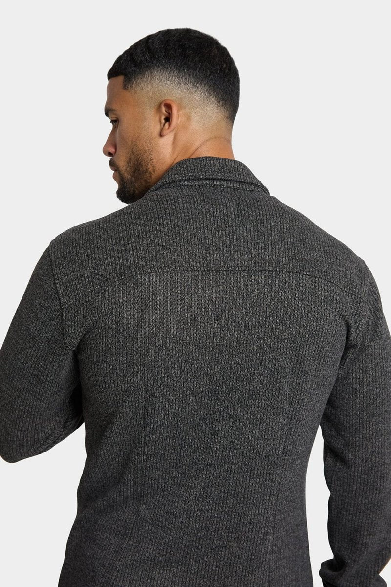 Semi Plain Twin Pocket Overshirt in Charcoal - Image 7