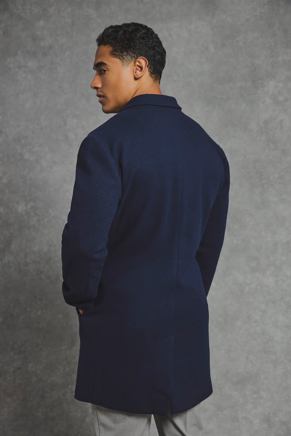 Single Breasted Overcoat in Navy - Image 5