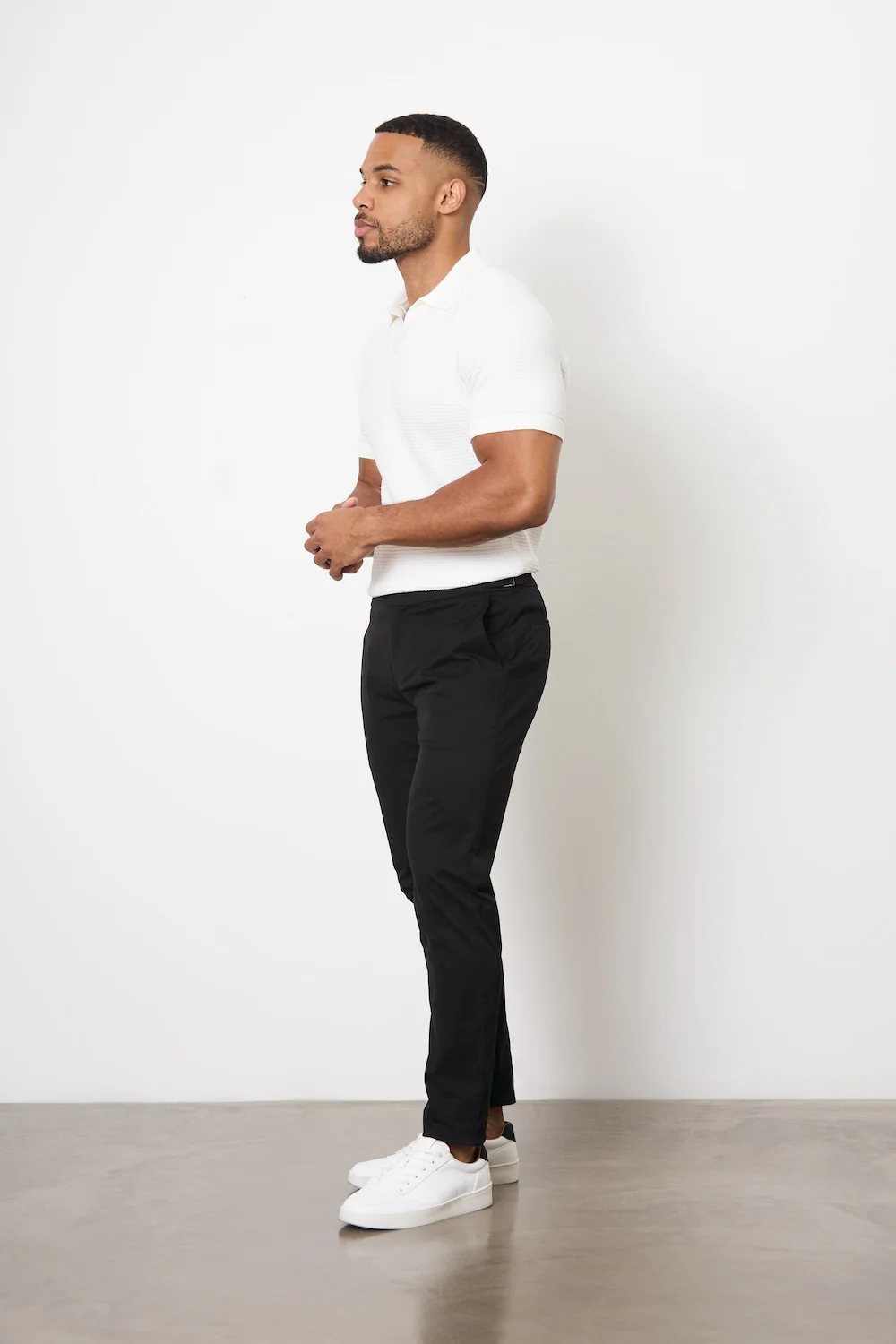 Smart Chino Side Adjuster Trousers in Black - Image 5