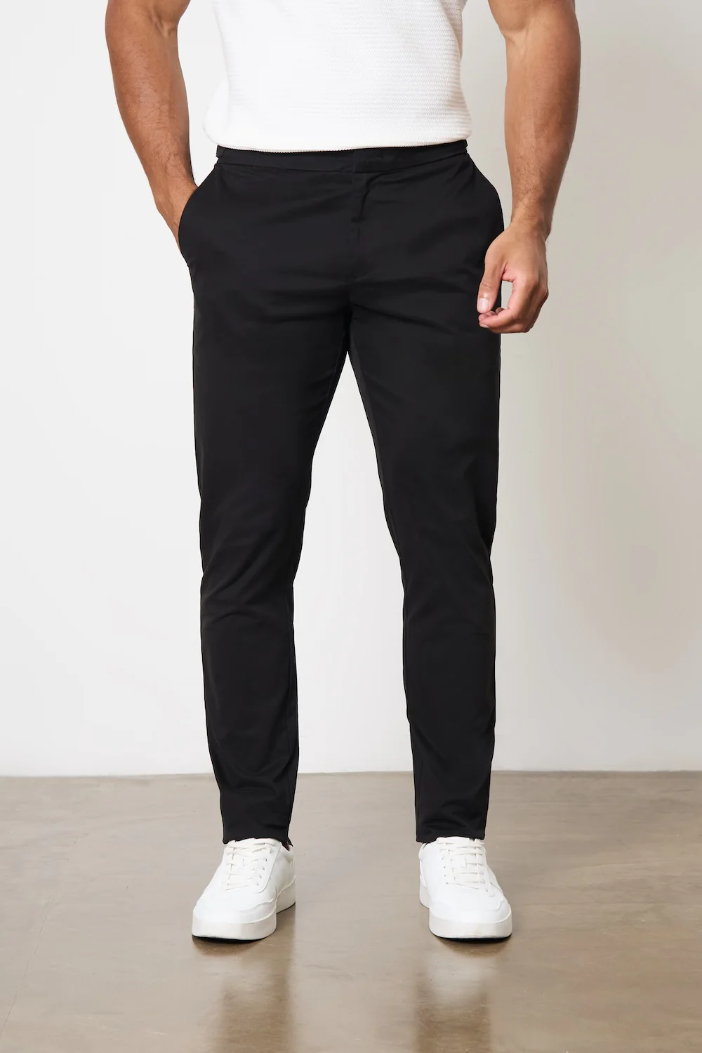Smart Chino Side Adjuster Trousers in Black - Image 6