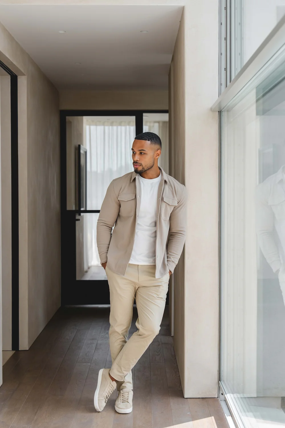 Soft Brushed Overshirt in Stone - Image 4
