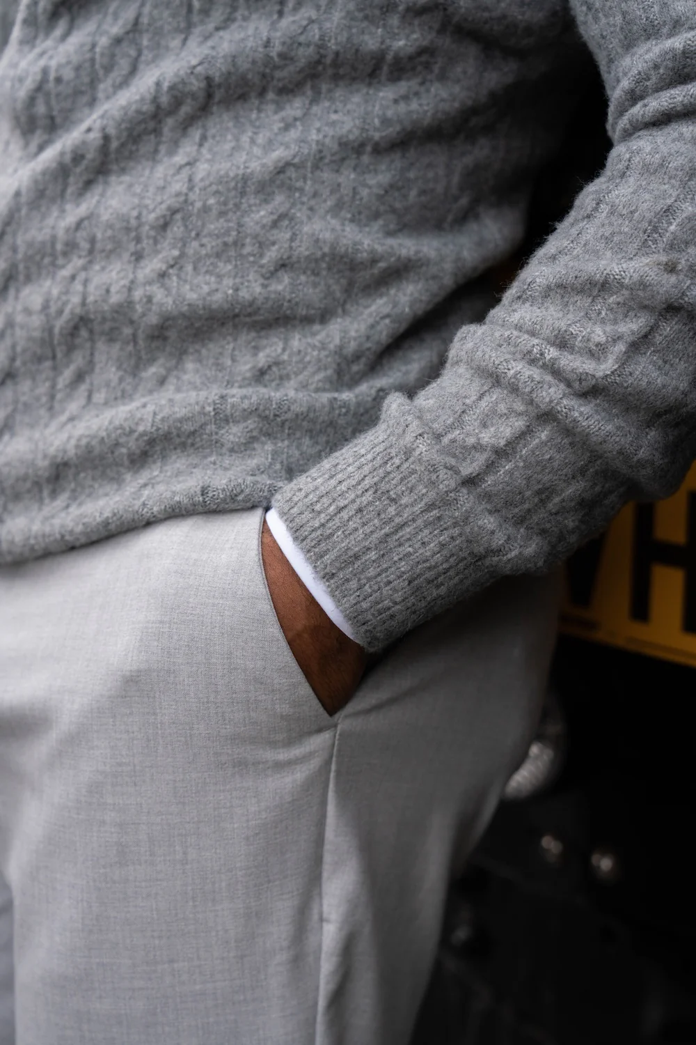 Soft Cable Crew Neck Jumper in Mid Grey - Image 5