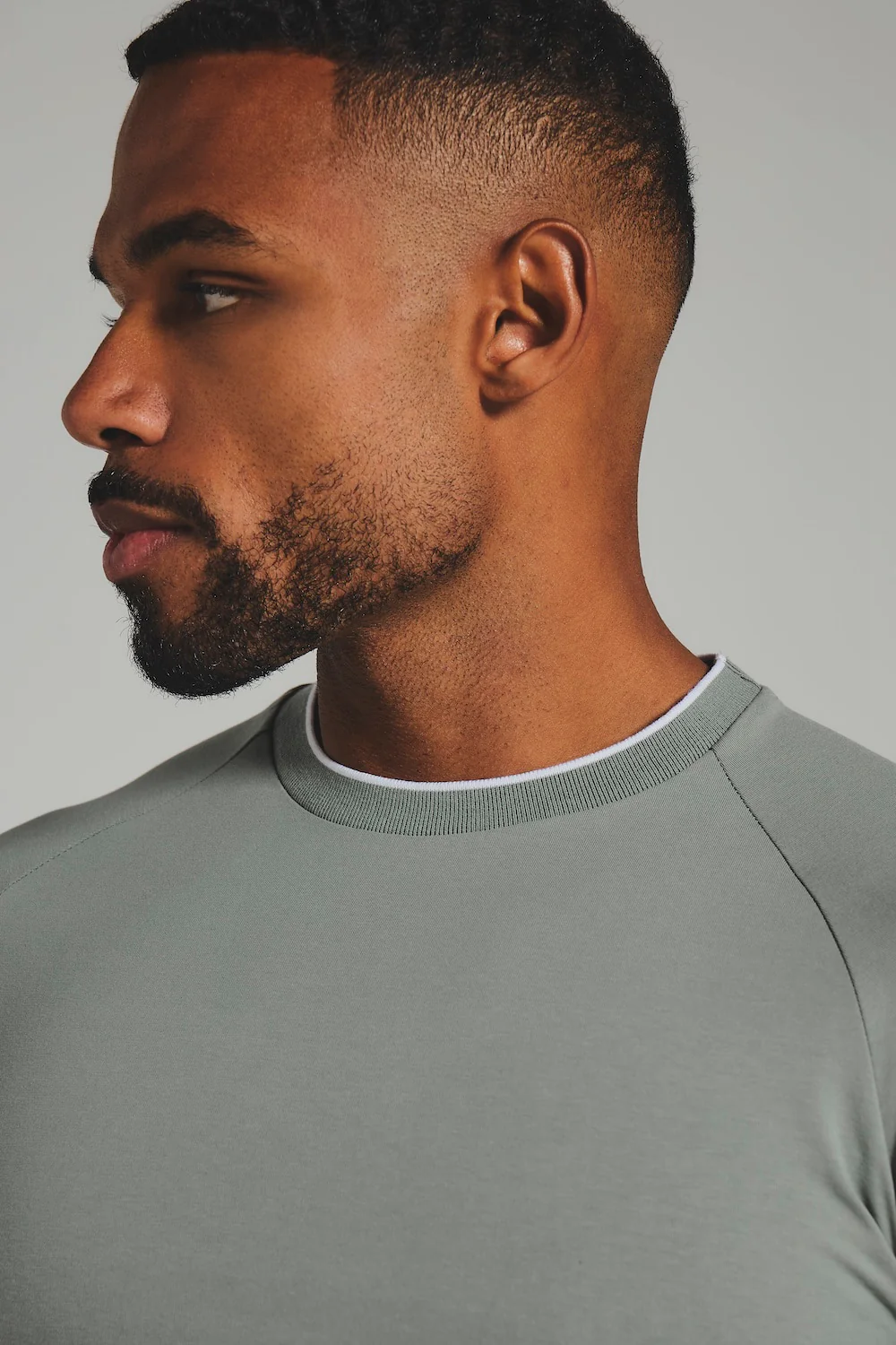 Fine Tipped T-Shirt in Sage with White Trim - Image 4