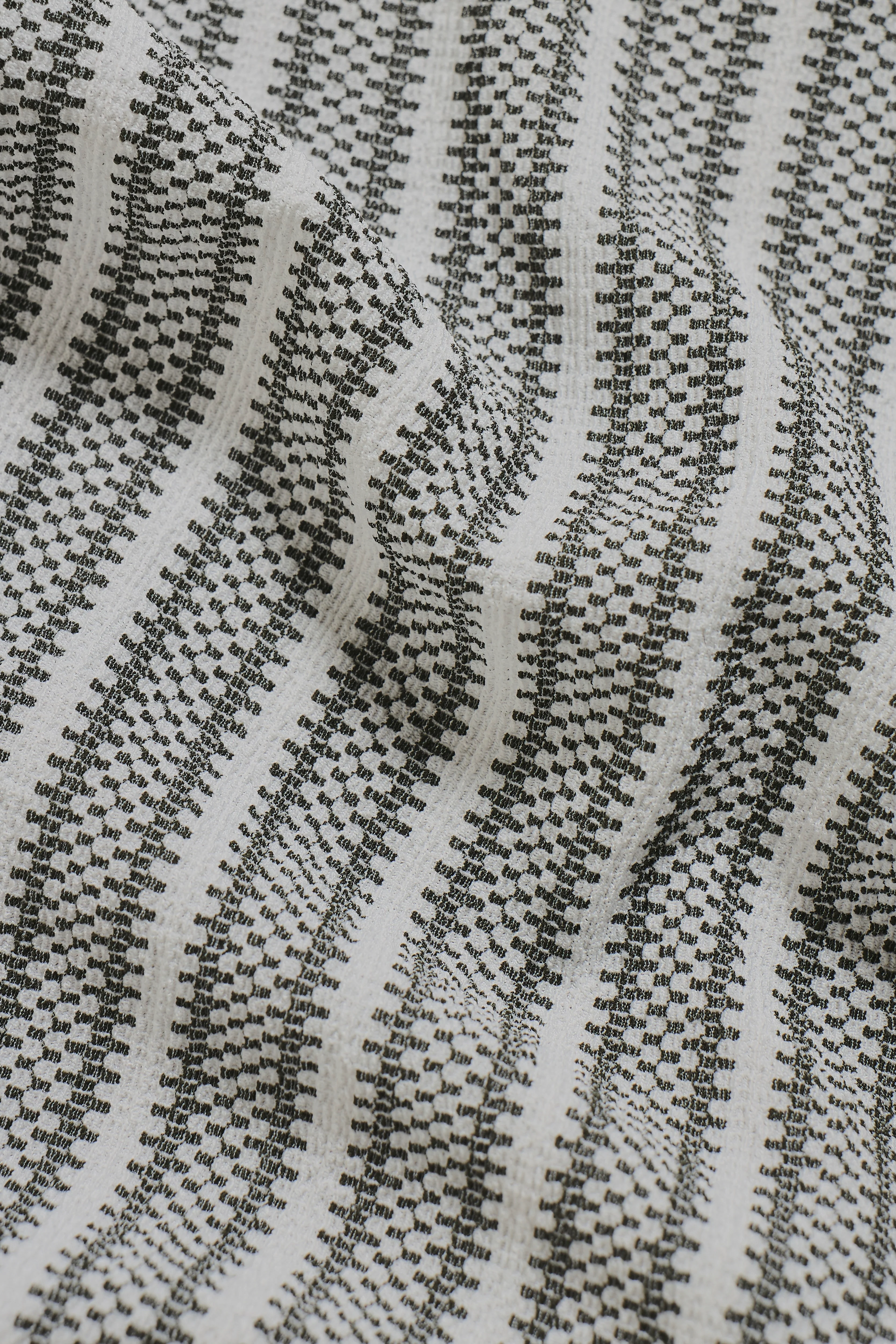 Stripe Crochet Cuban Collar Shirt in White and Grey - Image 7