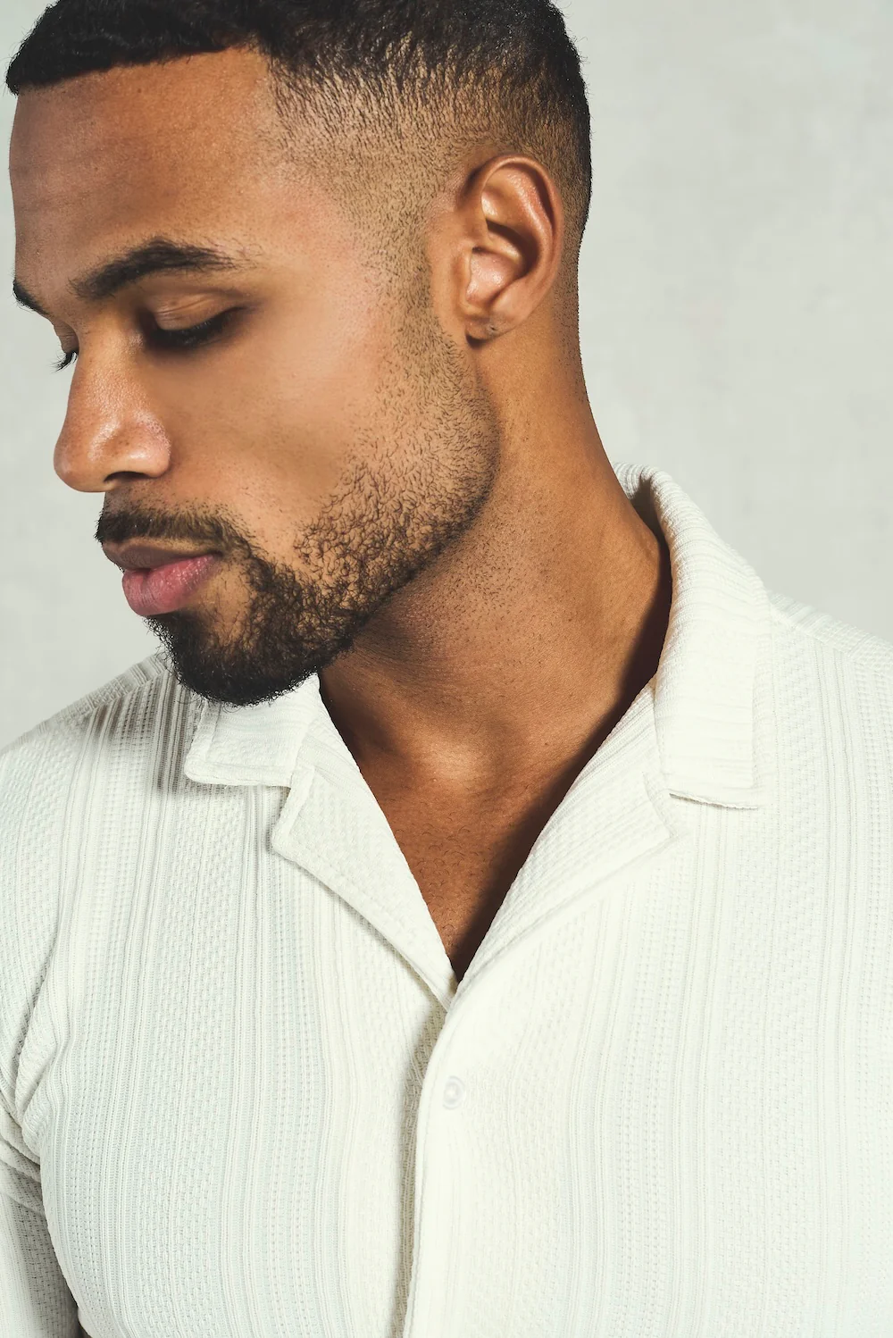 Stripe Patterned Cuban Collar Shirt in Ecru - Image 4