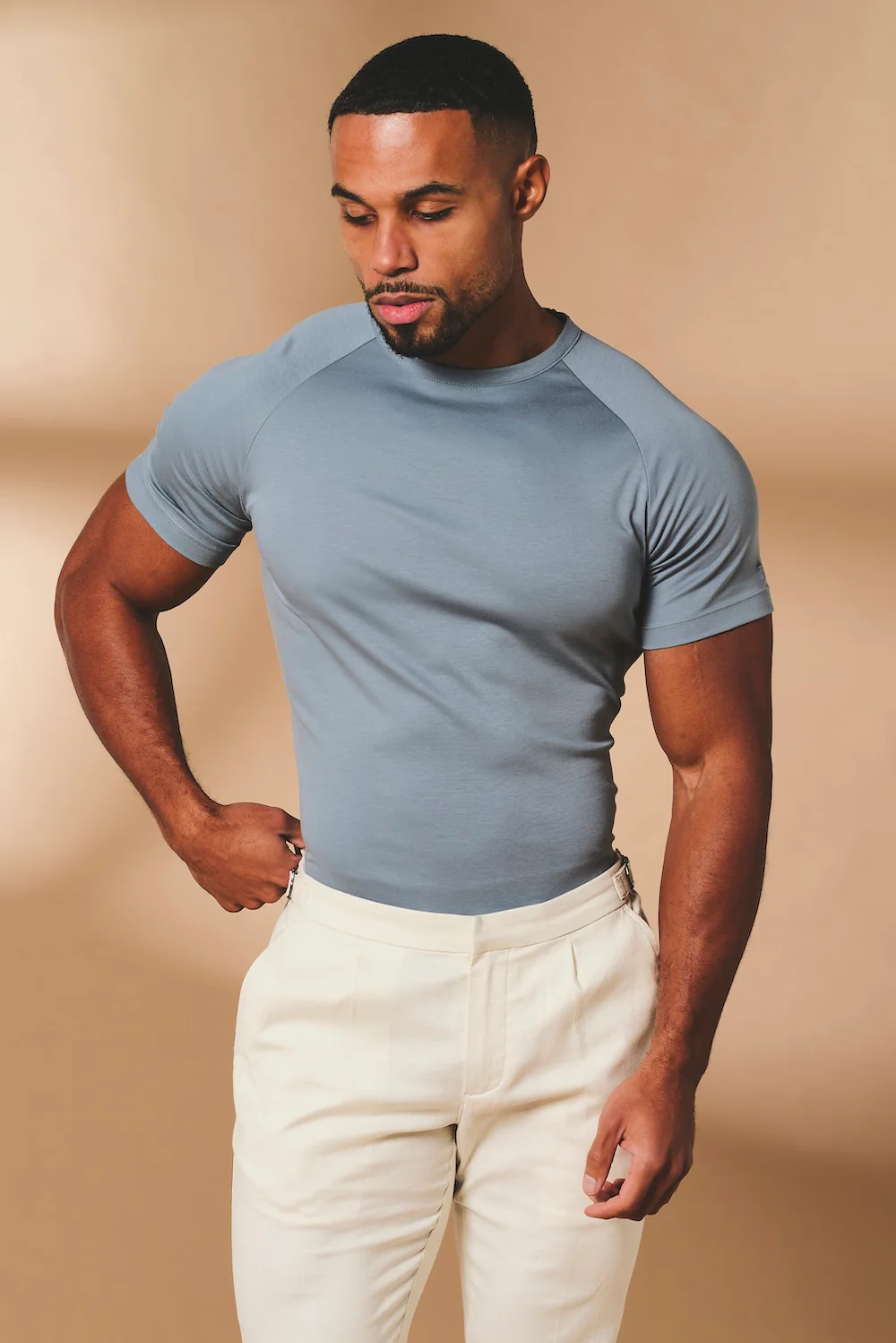 Super Fine Cotton T-Shirt in Airforce - Image 2