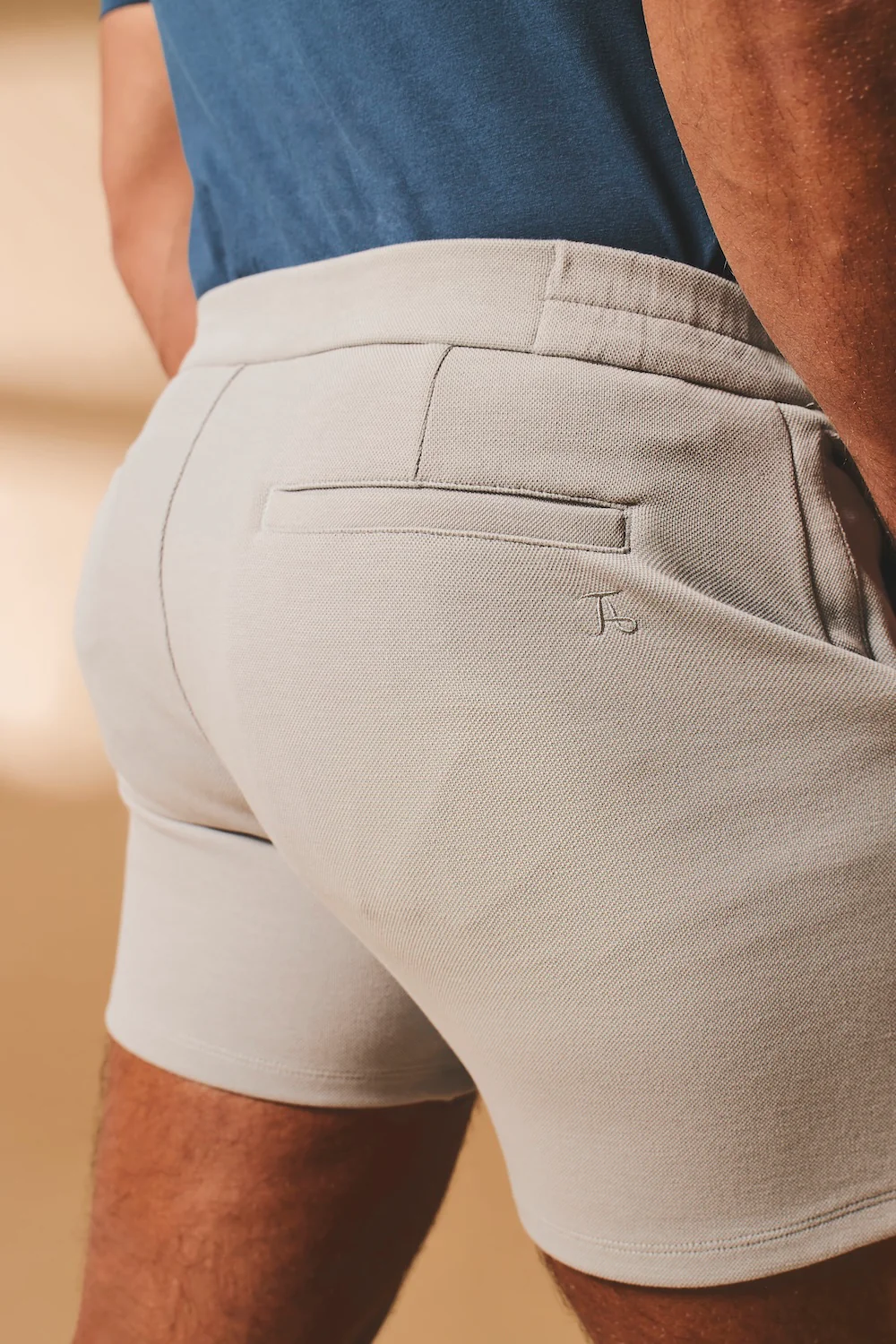 Textured Jersey Shorts in Dove Grey - Image 6