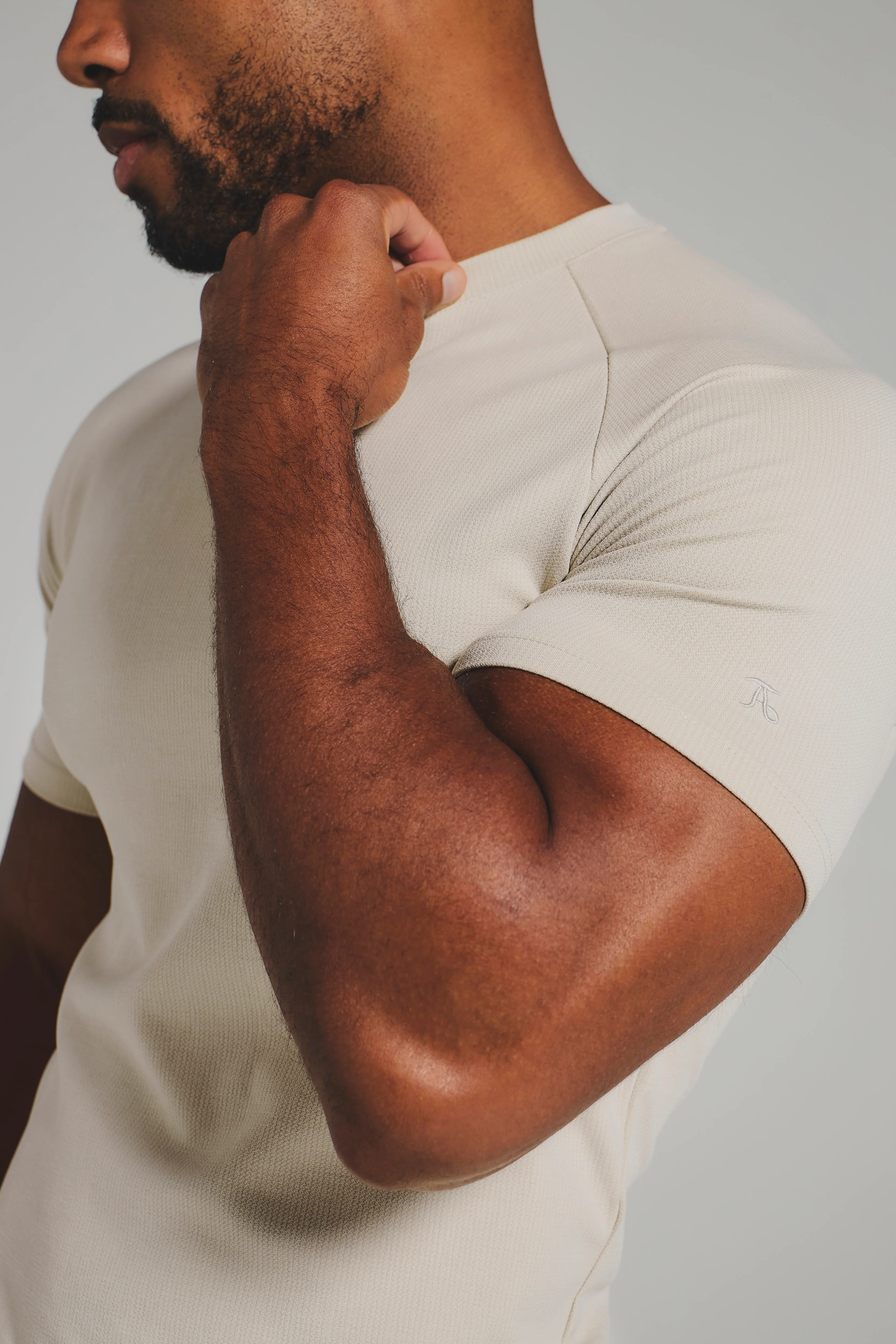 Textured Jersey T-Shirt in Alabaster - Image 3
