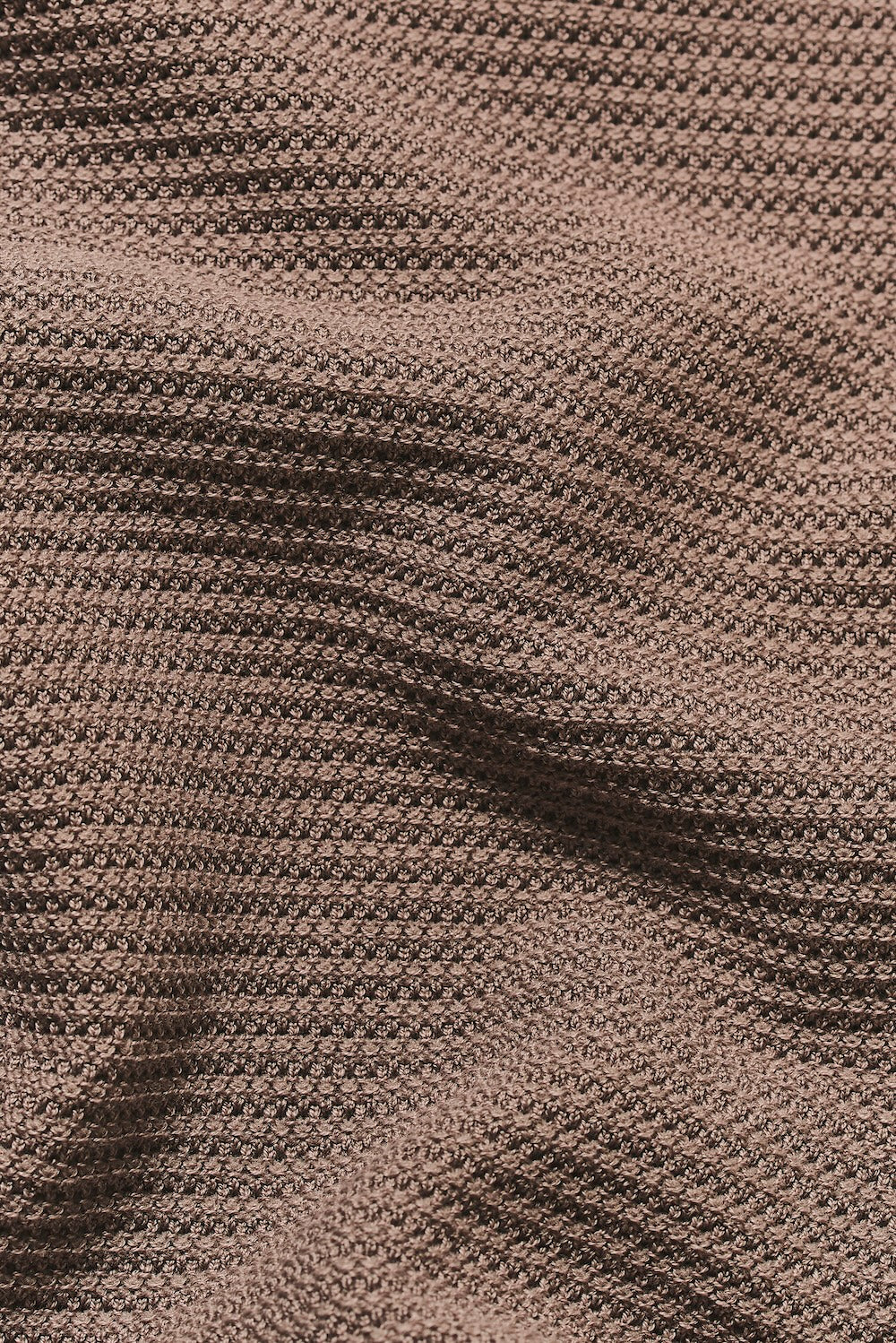 Textured Knitted Open Collar Polo Shirt in Mink - Image 8