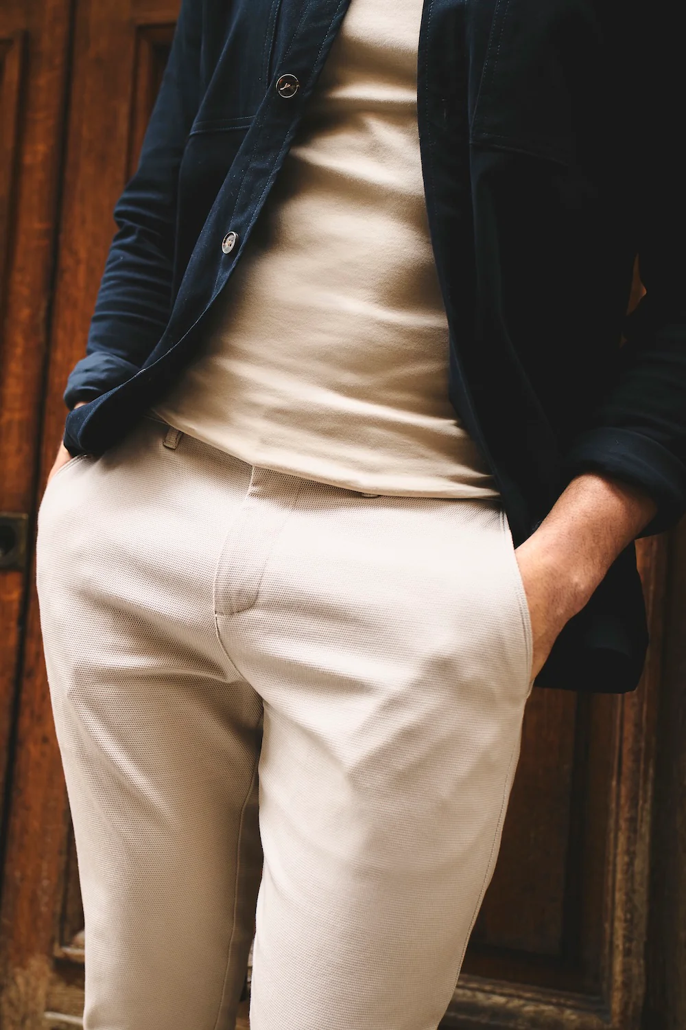 Textured Trousers in Stone - Image 7
