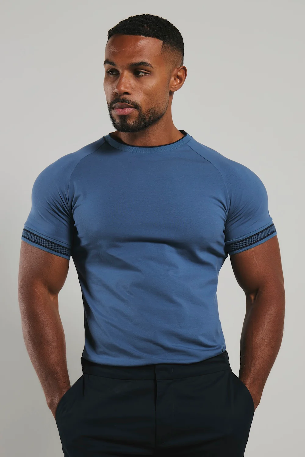 Tipped Fashion Fit T-Shirt in Airforce and Navy - Image 4