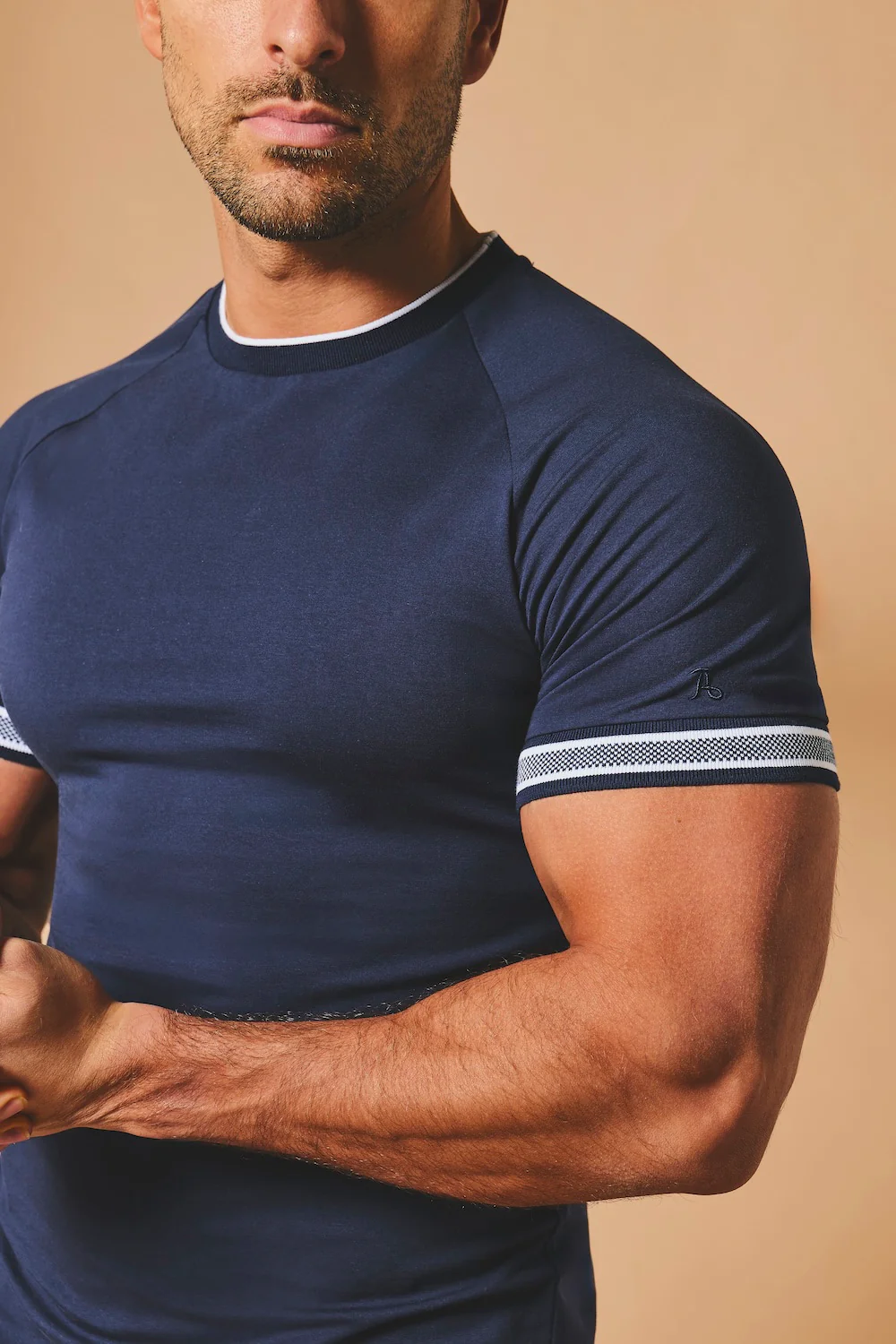 Tipped Fashion Fit T-Shirt in Navy and White - Image 5