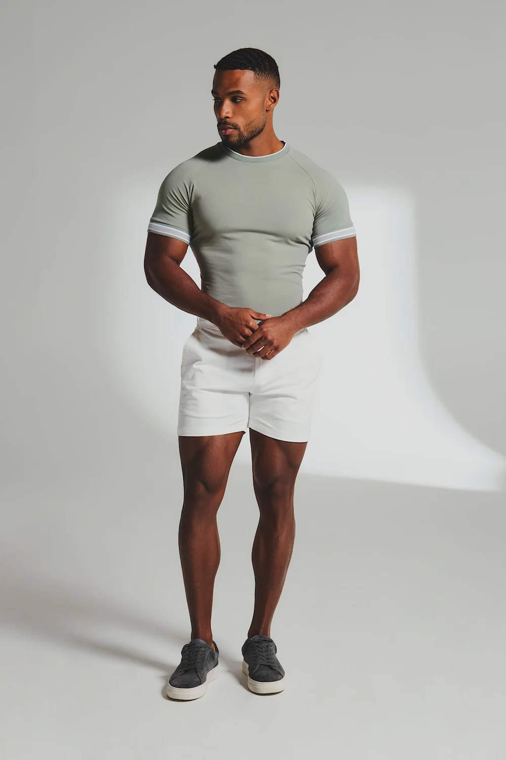 Tipped Fashion Fit T-Shirt in Sage / White - Image 3