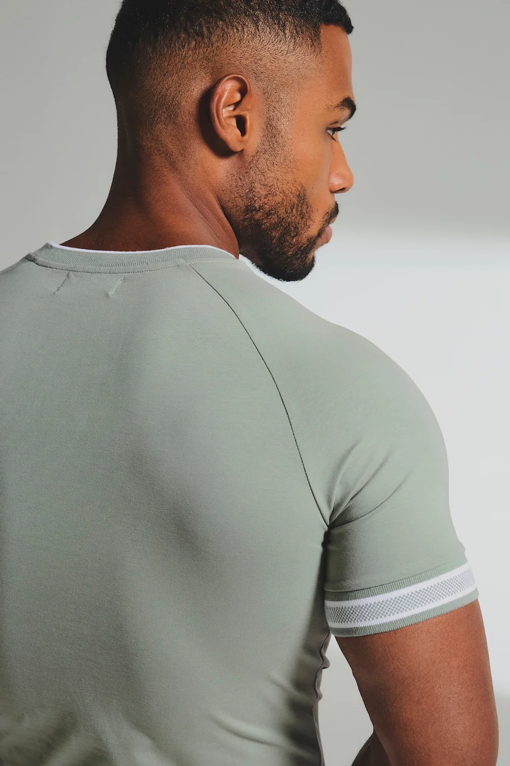 Tipped Fashion Fit T-Shirt in Sage / White - Image 6