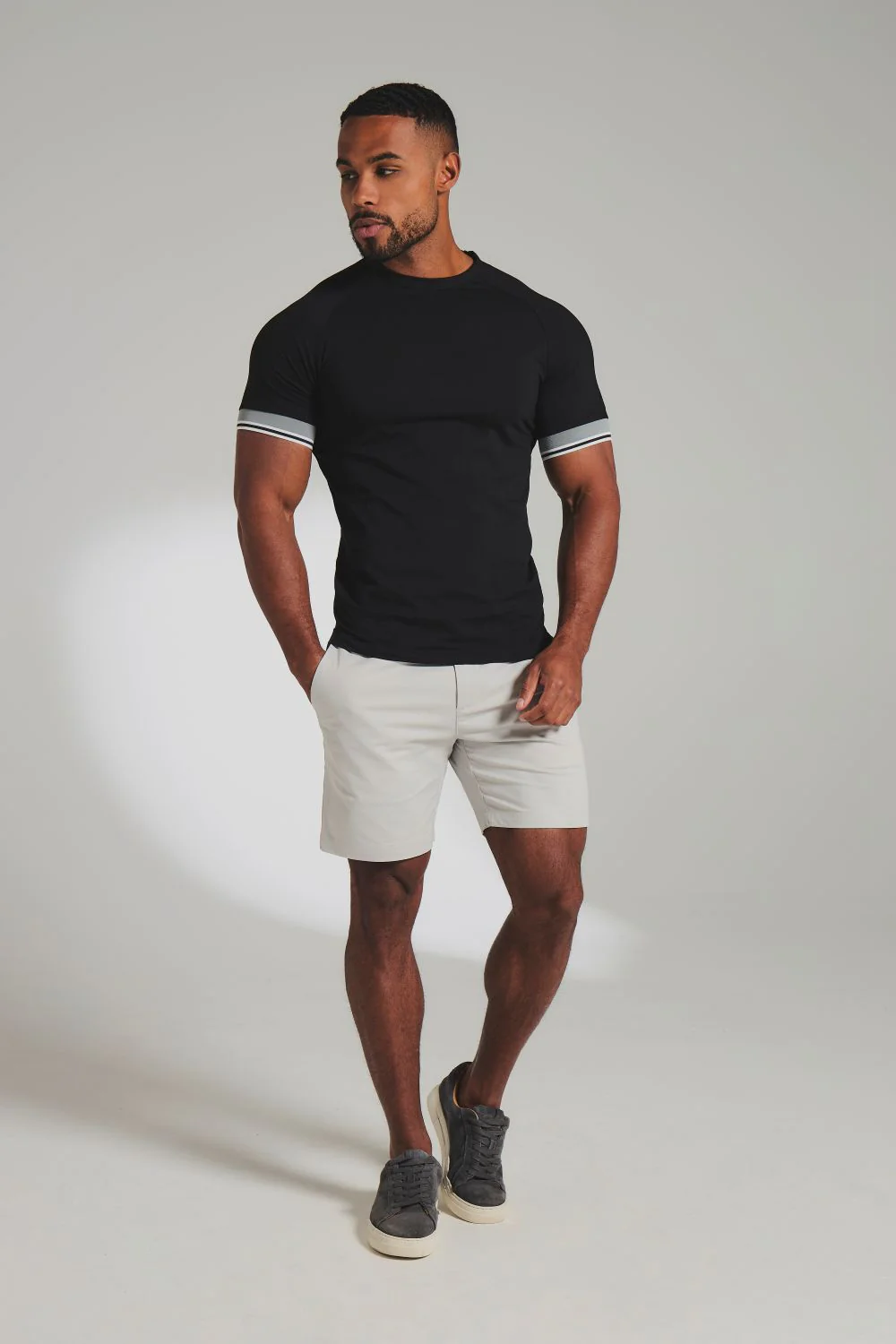 Tipped T-Shirt in Black and Charcoal/White - Image 3
