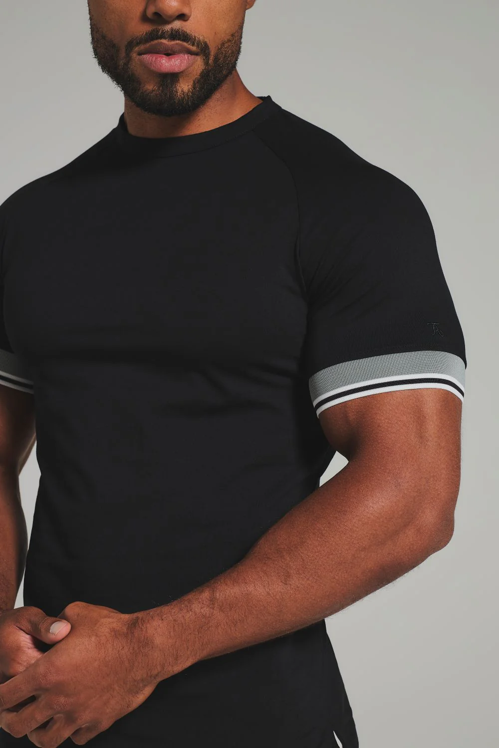 Tipped T-Shirt in Black and Charcoal/White - Image 4