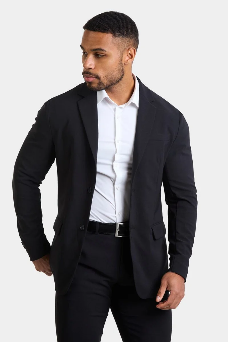 True Muscle Fit Tech Suit Jacket in Black - Image 4