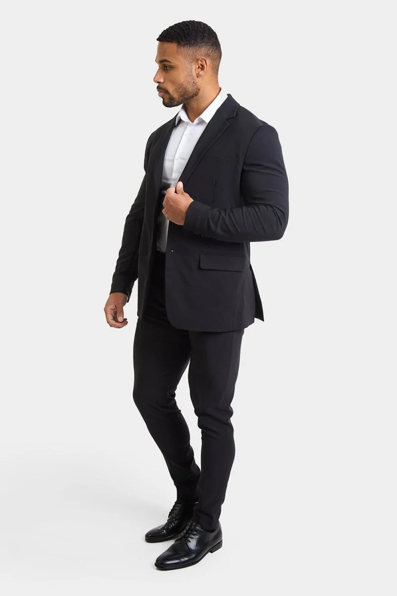 True Muscle Fit Tech Suit Jacket in Black - Image 5