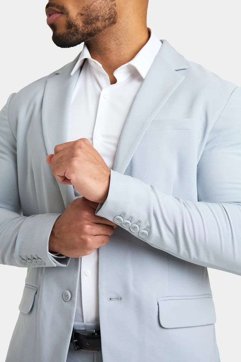 True Muscle Fit Tech Suit Jacket in Light Grey - Image 3